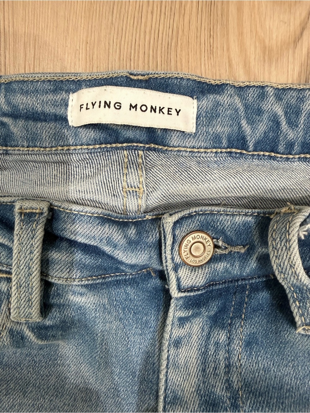 Flying Monkey Light Blue Distressed Straight-Leg Jeans - Picture 3 of 6